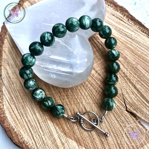 Seraphinite Healing Bracelet With Silver Toggle Clasp